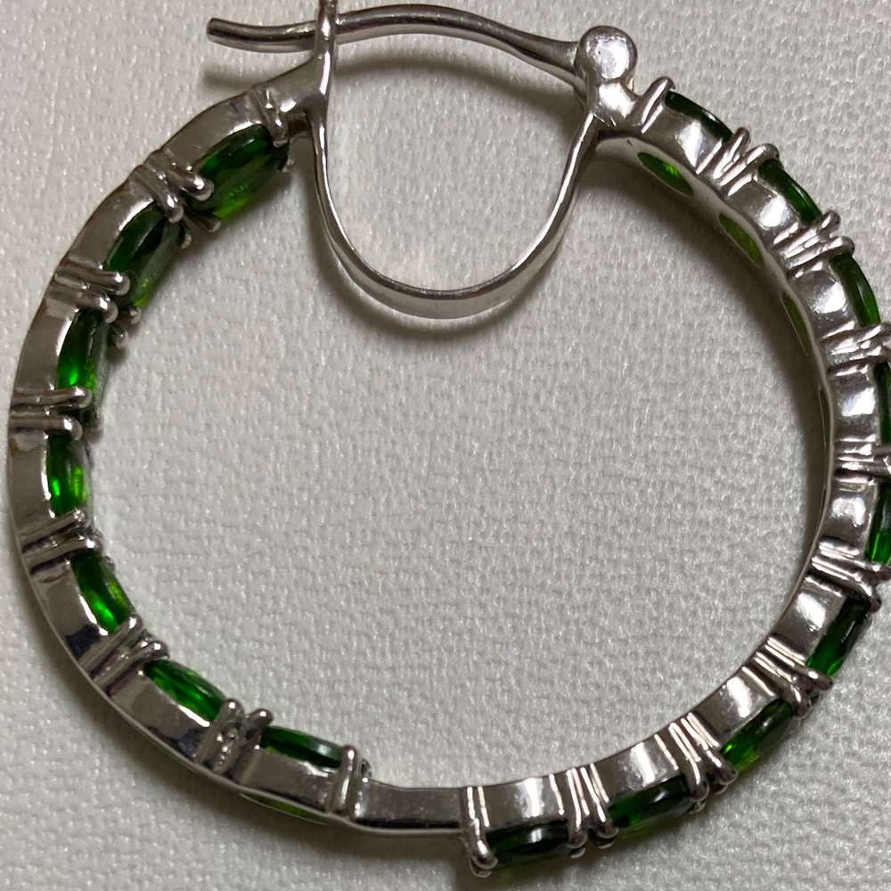 Russian Chrome Diopside Hoop Earrings